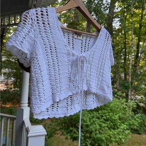 Show Me Your MuMu Crochet Tie-Front Crop Top